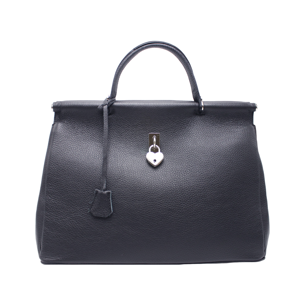 Leather Bag with Heart Padlock -Made in Italy- Leather Bag with Heart Padlock -Made in Italy-