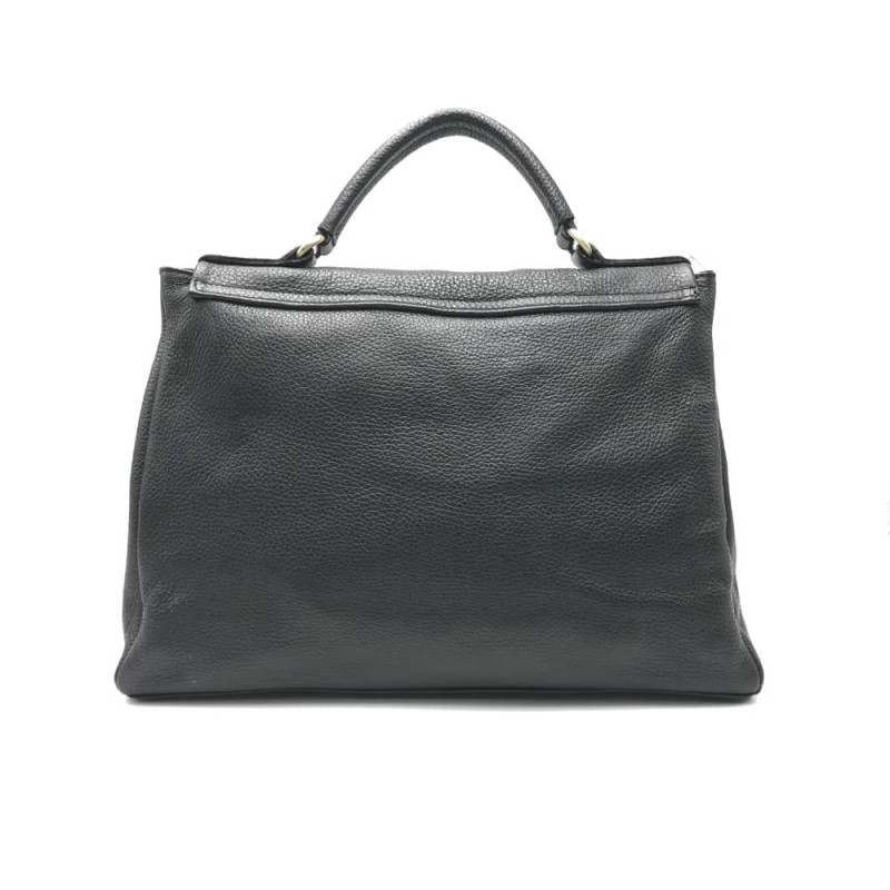 Leather Handbag with Flap -Made in Italy-