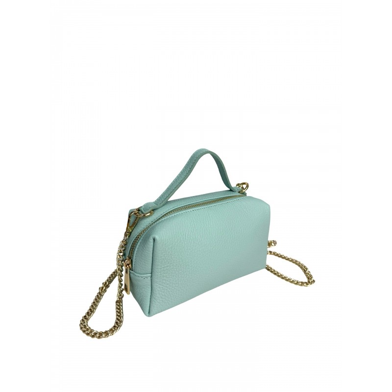 Mini Borsa in Vera Pelle con Manico e Tracolla a Catena -Made in Italy- Mini Borsa in Vera Pelle con Manico e Tracolla a Catena -Made in Italy-