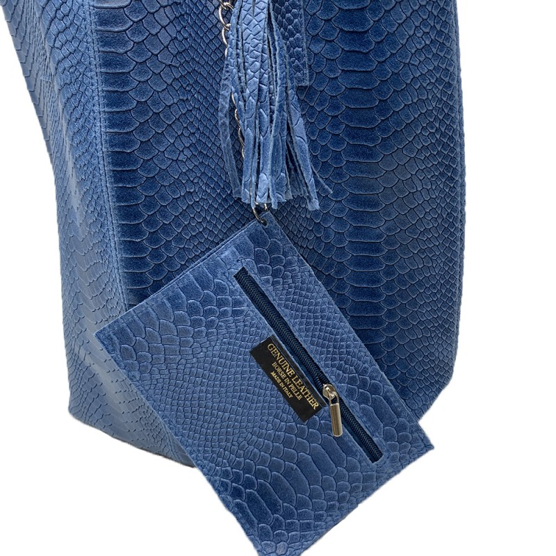 Shopper Bag in Python Effect Leather -Made in Italy-