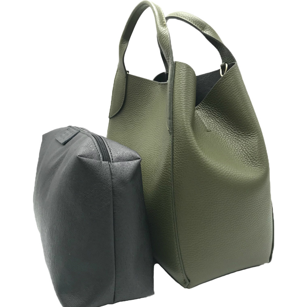 Leather Bag with Double Handle -Made in Italy- Leather Bag with Double Handle -Made in Italy-