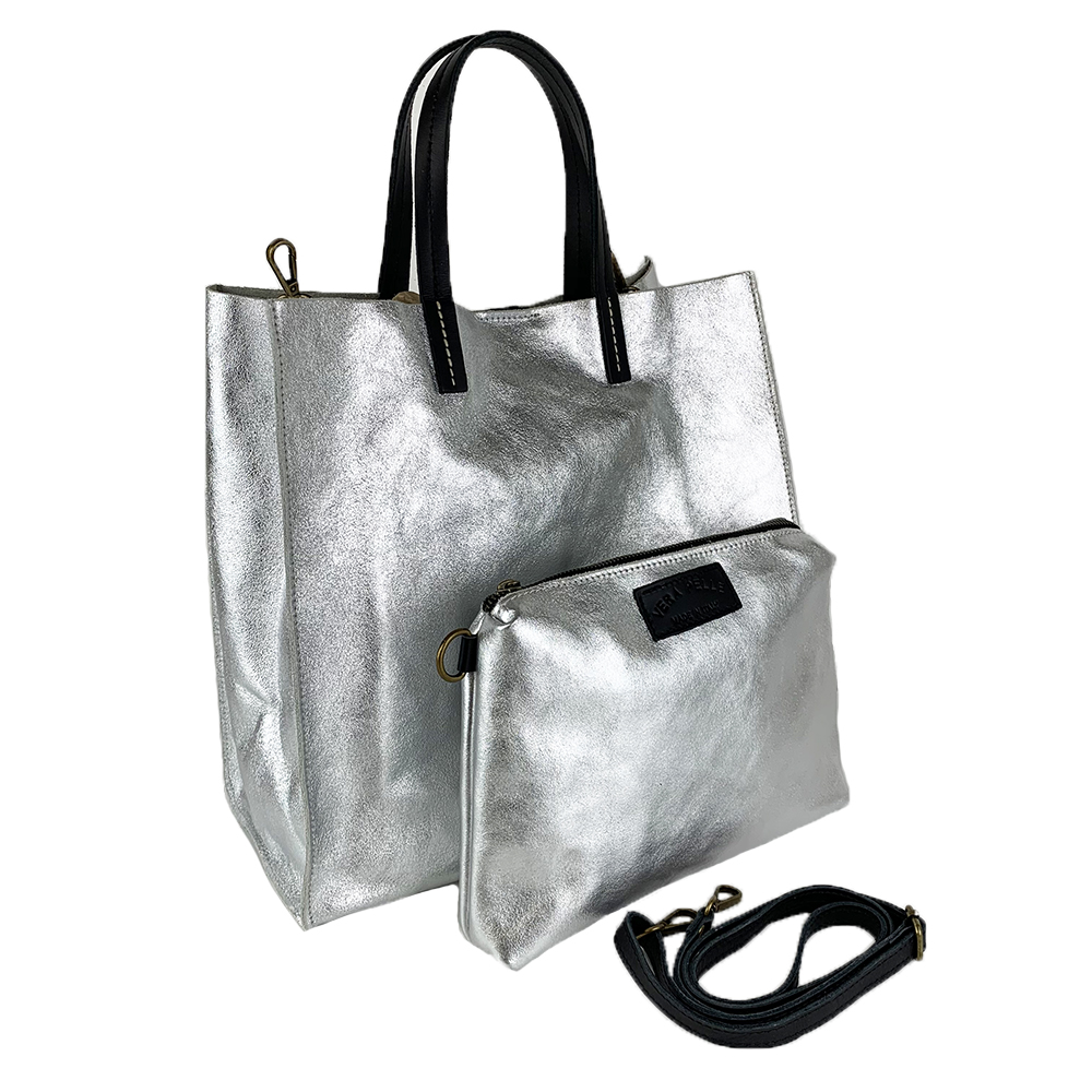 Leather Shopping Bag -Made in Italy-  Leather Shopping Bag -Made in Italy-