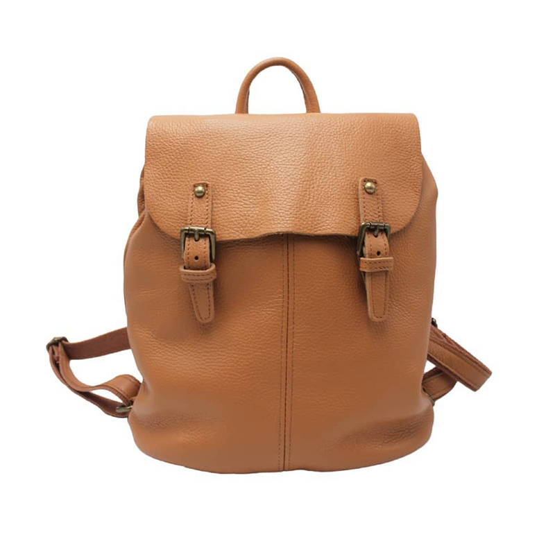 Unisex Leather Backpack with Front Flap -Made in Italy-