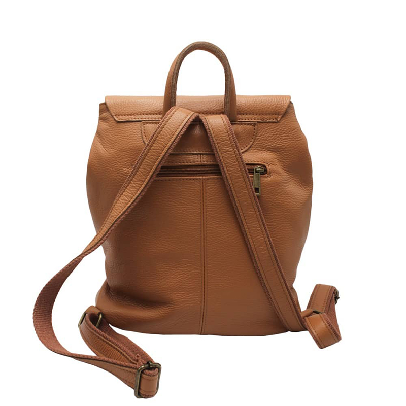 Unisex Leather Backpack with Front Flap -Made in Italy-