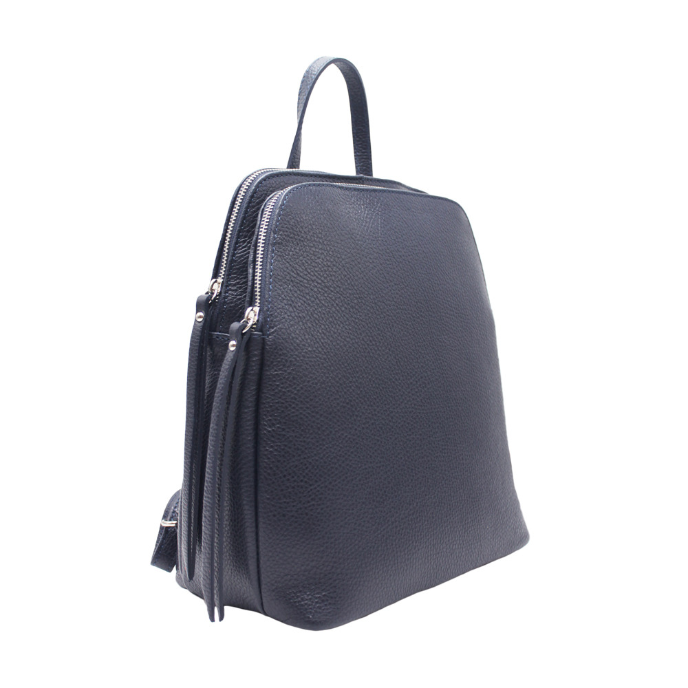 Leather Backpack with Double Compartment -Made in Italy- Leather Backpack with Double Compartment -Made in Italy-