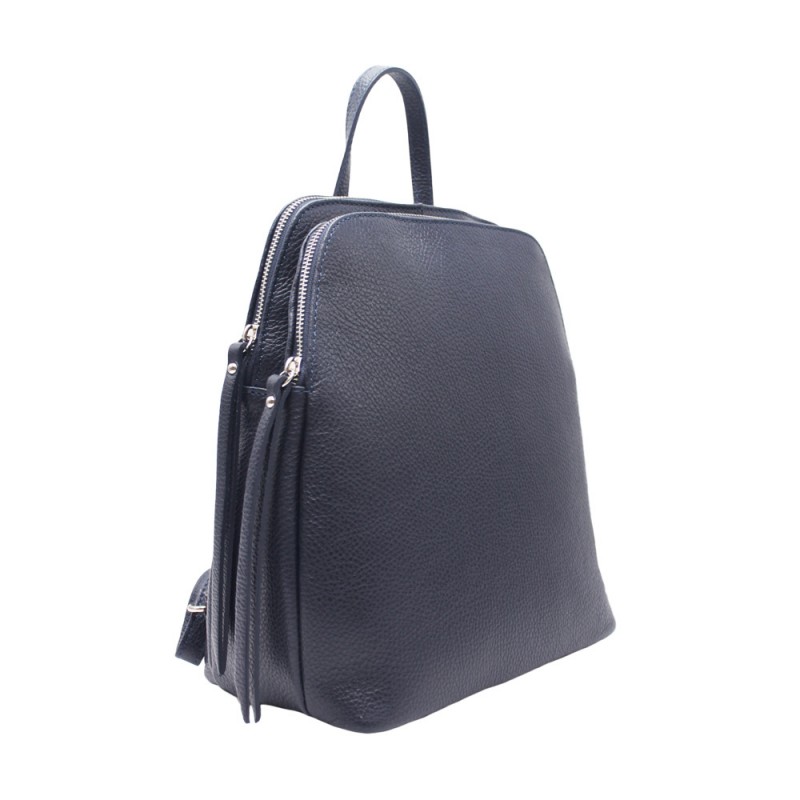 Leather Backpack with Double Compartment -Made in Italy-