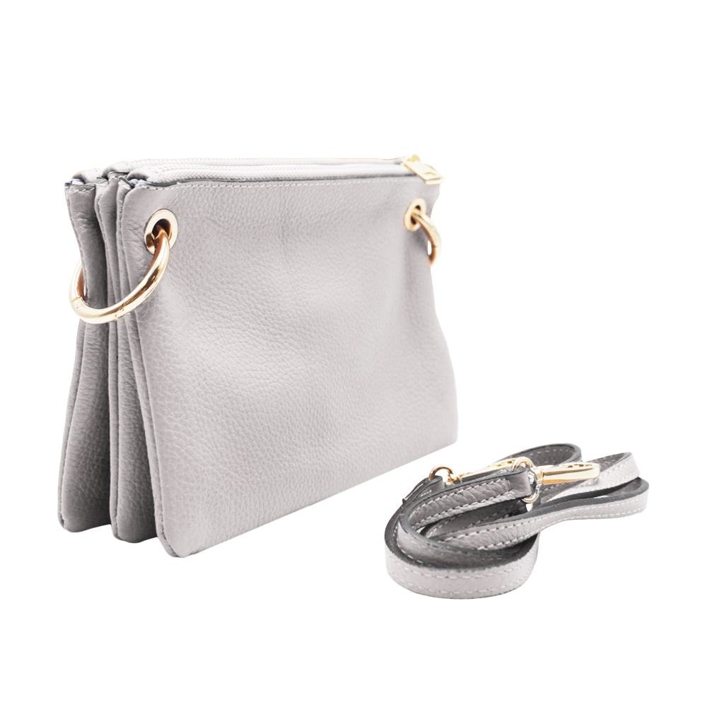Leather Bag with Triple Compartment -Made in Italy- Leather Bag with Triple Compartment -Made in Italy-