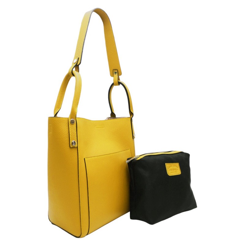 Elegant Shopper Bag in Leather -Made in Italy-