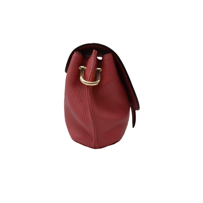 Leather Crossbody Bag with Front Buckle -Made in Italy-