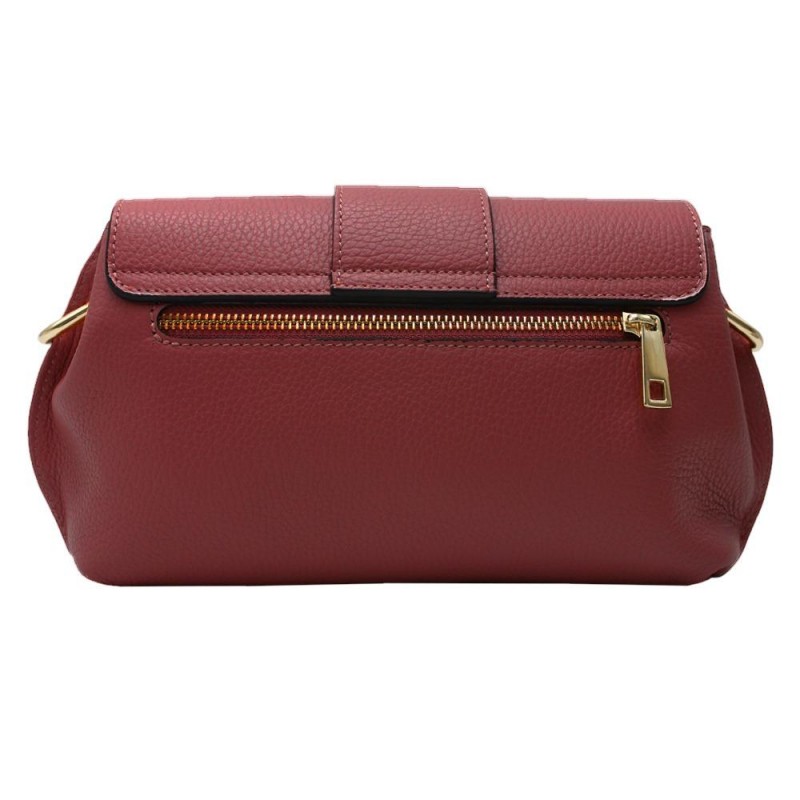 Leather Crossbody Bag with Front Buckle -Made in Italy-