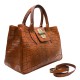 Crocodile-Effect Leather Handbag with Interlocking Hook -Made in Italy-