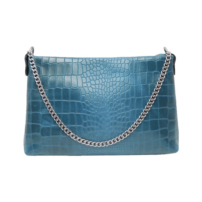 Croco Printed Leather Crossbody Bag -Made in Italy-