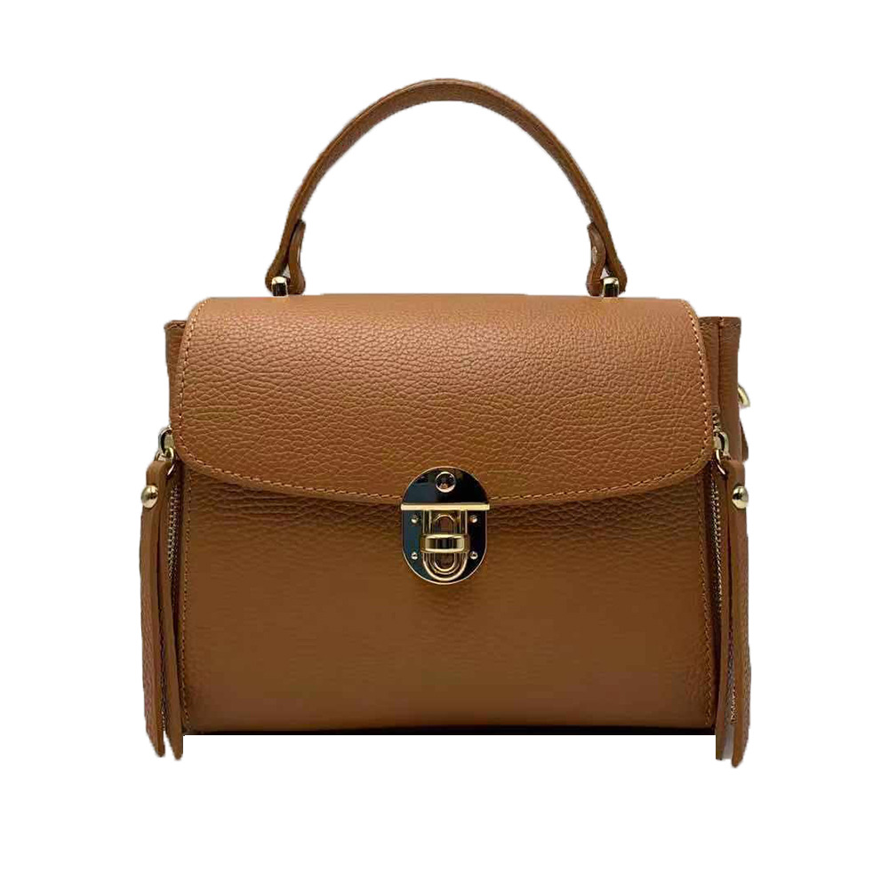 Leather Bag with Side Zippers -Made in Italy- Leather Bag with Side Zippers -Made in Italy-