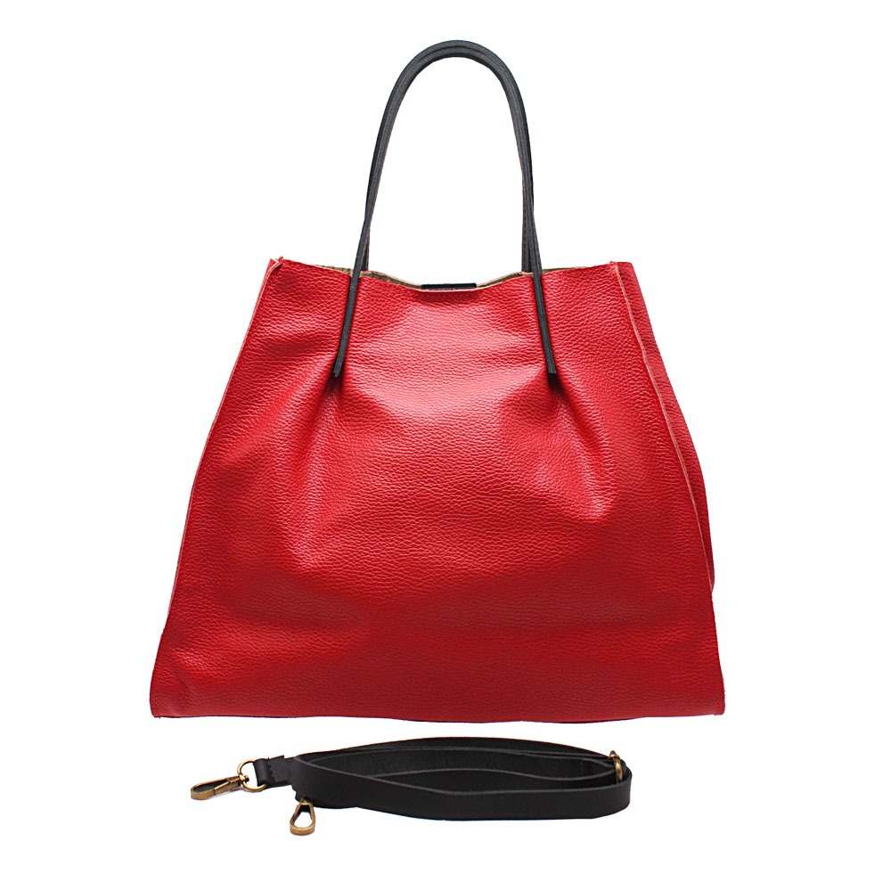 Handmade Leather Shopping Bag -Made in Italy- Handmade Leather Shopping Bag -Made in Italy-