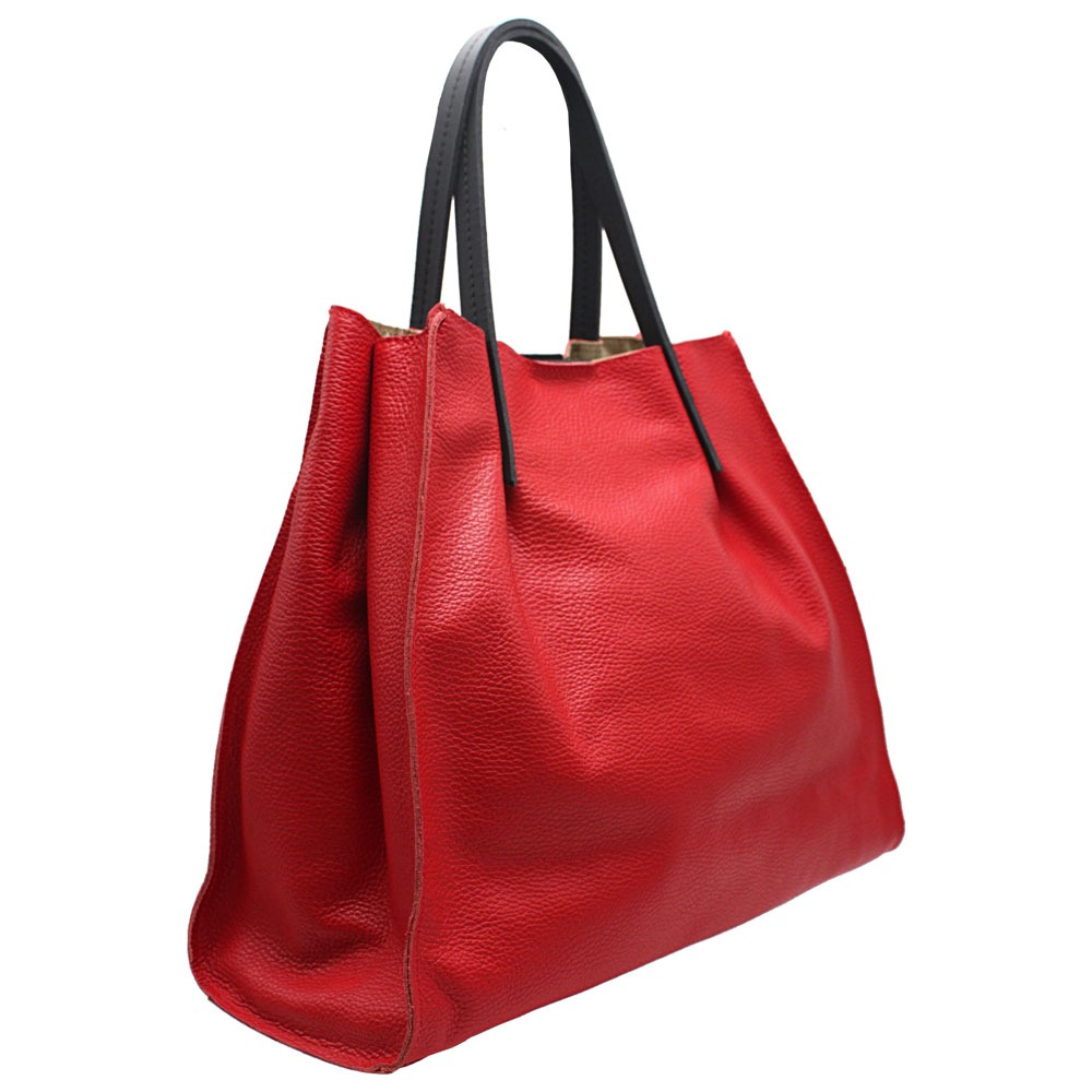 Handmade Leather Shopping Bag -Made in Italy- Handmade Leather Shopping Bag -Made in Italy-