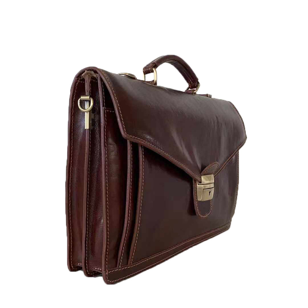Vintage Buffered Leather Briefcase -Made in Italy- Vintage Buffered Leather Briefcase -Made in Italy-
