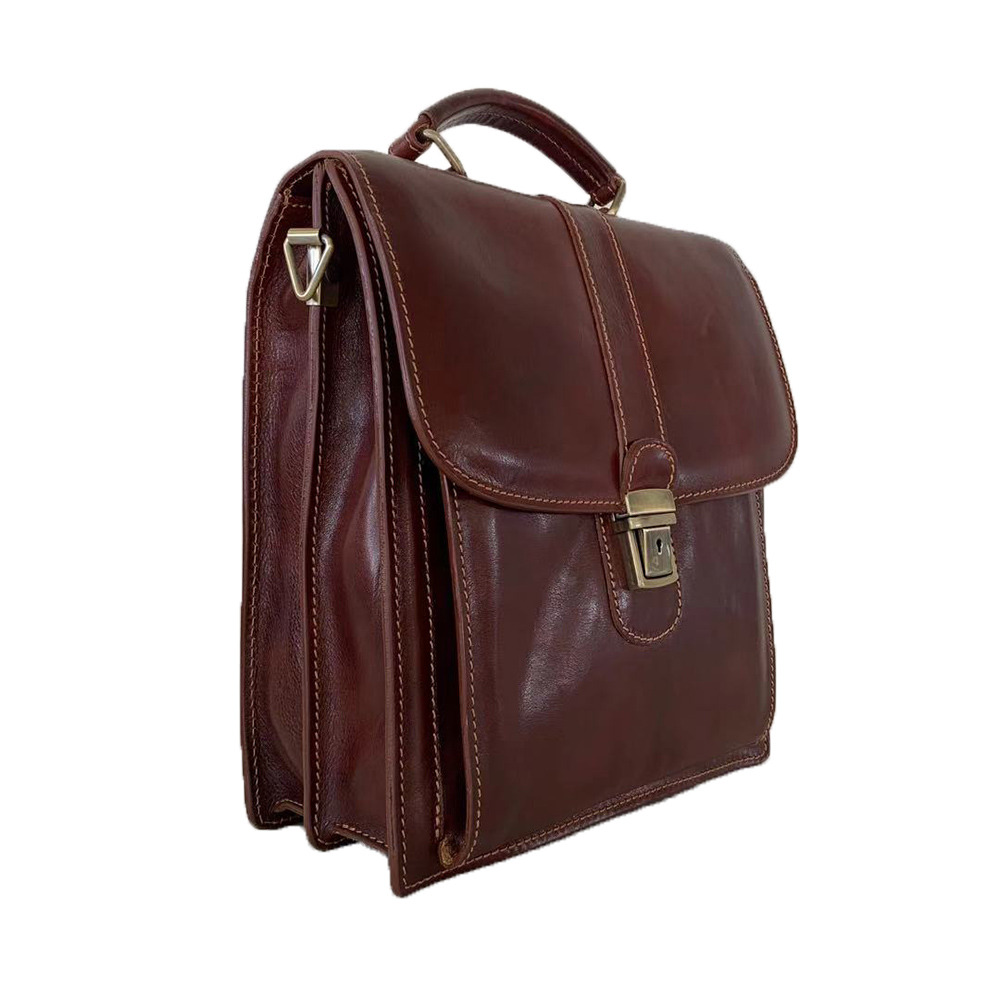 Buffered Leather Business Bag -Made in Italy- Buffered Leather Business Bag -Made in Italy-