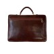 Buffered Leather Business Bag with Front Pockets -Made in Italy-