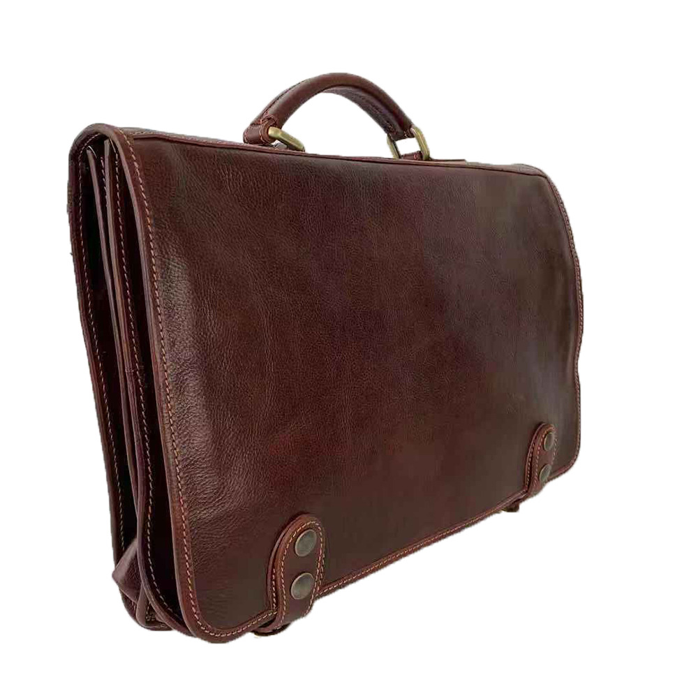 Buffered Leather Briefcase -Made in Italy- Buffered Leather Briefcase -Made in Italy-