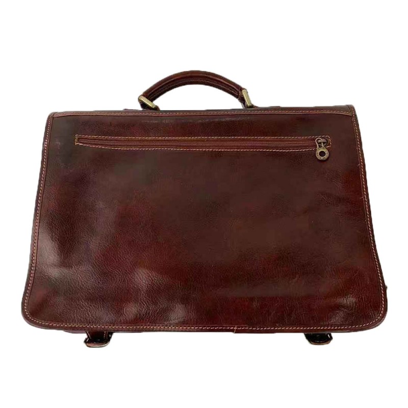 Buffered Leather Briefcase -Made in Italy-