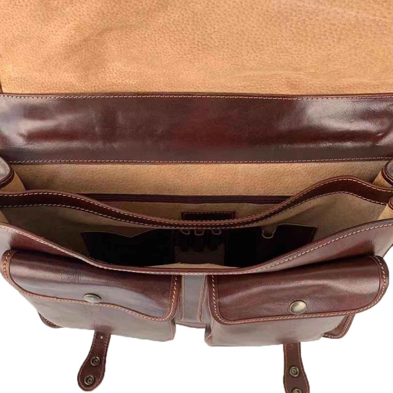 Buffered Leather Briefcase -Made in Italy-