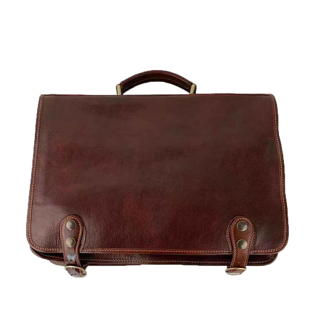Buffered Leather Briefcase -Made in Italy- Buffered Leather Briefcase -Made in Italy-