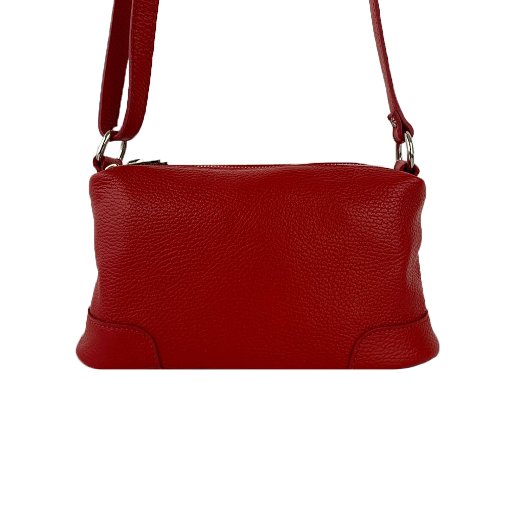 Leather Shoulder Bag with Three Compartments -Made in Italy- Leather Shoulder Bag with Three Compartments -Made in Italy-