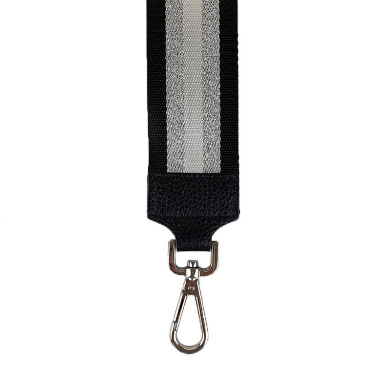 Fabric Shoulder Strap with Silver Details -Made in Italy-