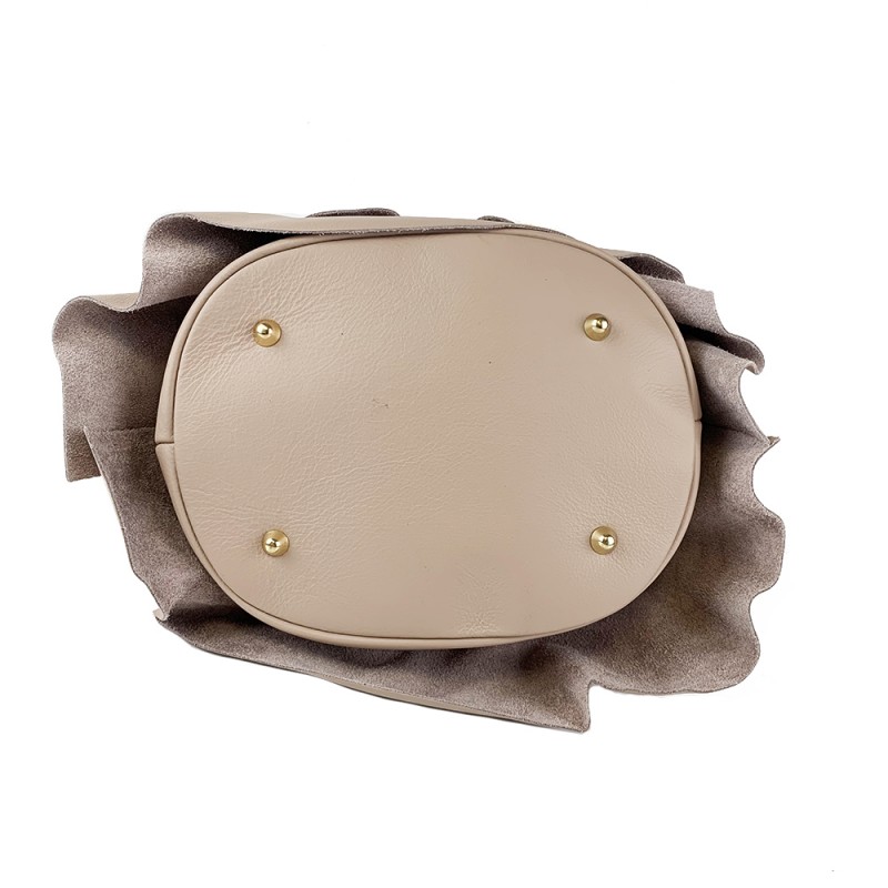 Leather Bag with Flounces -Made in Italy-
