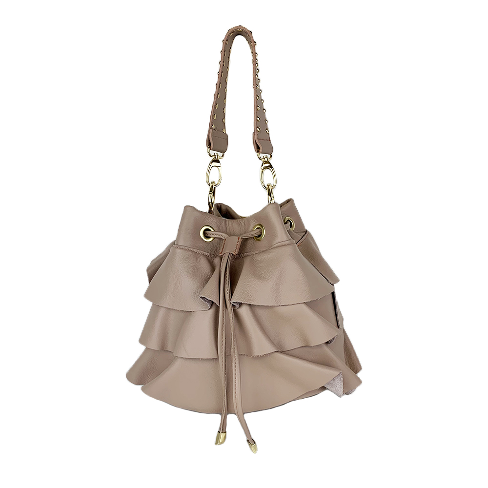 Leather Bag with Flounces -Made in Italy- Leather Bag with Flounces -Made in Italy-