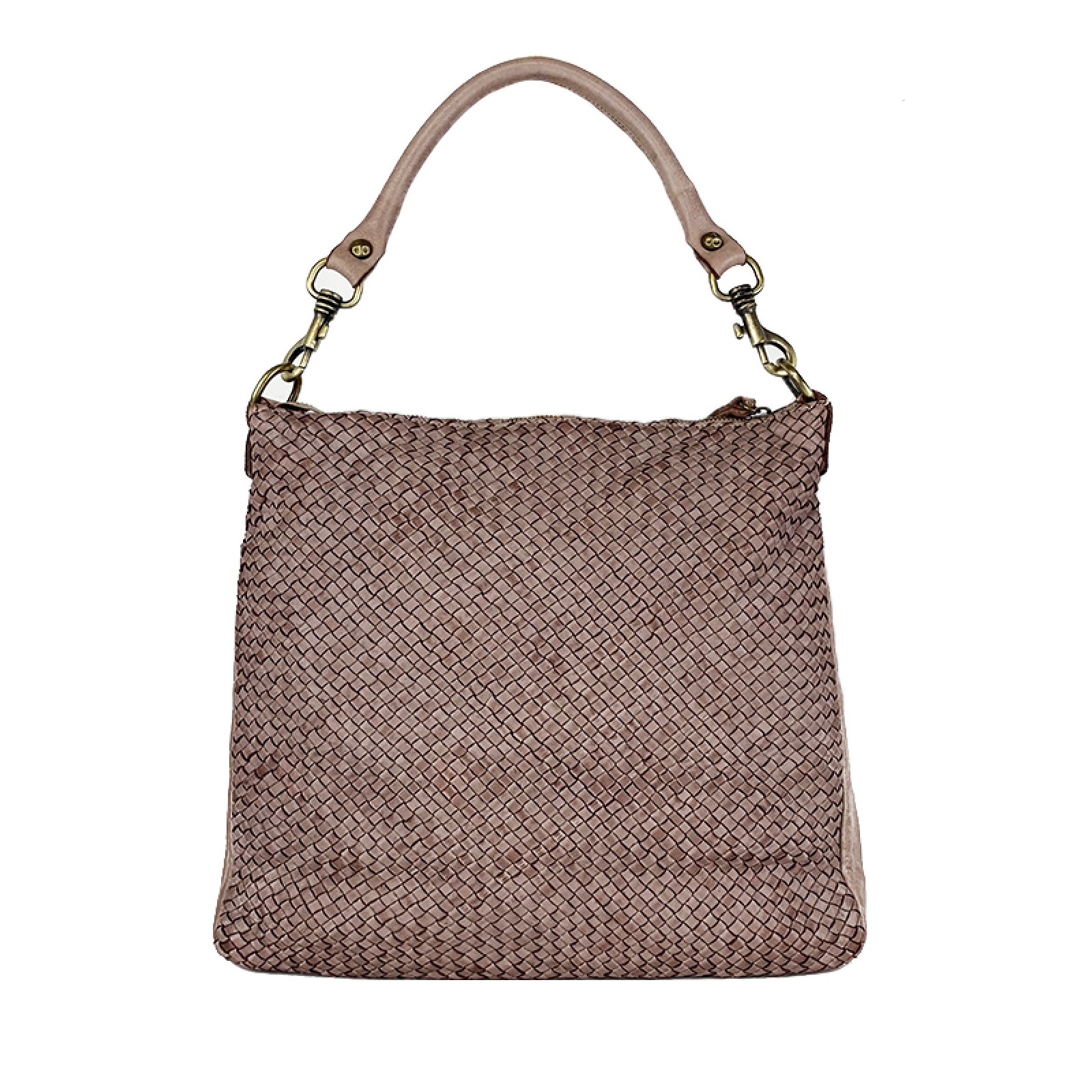 Borsa A Tracolla In Paglia Intrecciata Donna, Design Bohemien, Manici In Pelle, Fodera Floreale, Chiusura Cerniera, Perfetta Per Spiaggia E Estate, Marrone