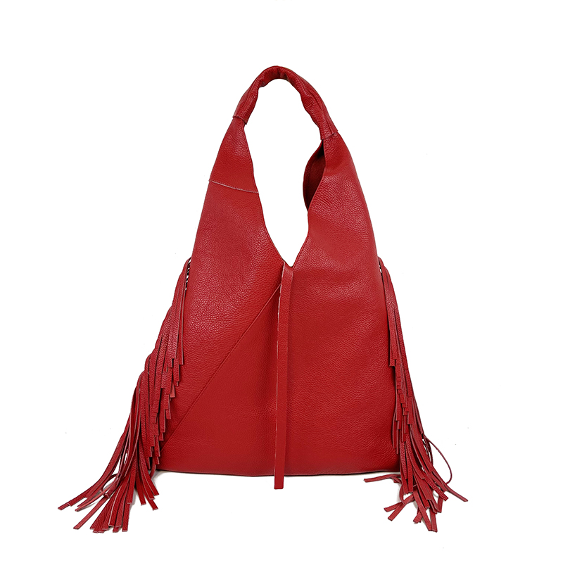 Leather Bag with Fringes -Made in Italy-
