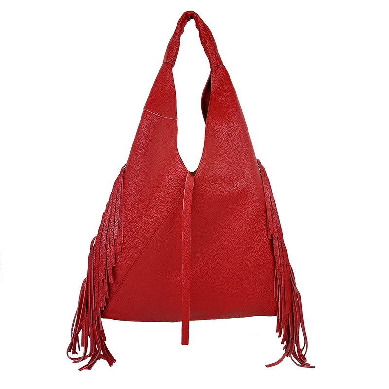 Leather Bag with Fringes -Made in Italy-