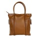 Leather Handbag with Side Pockets -Made in Italy-