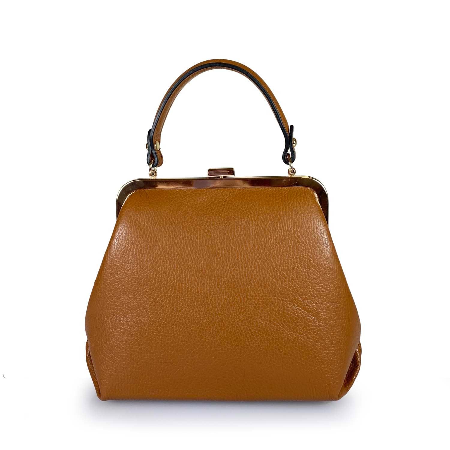 Borsa a Mano in Pelle con Chiusura a Scatto -Made in Italy-