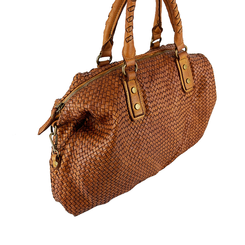 Vintage Braided Leather Handbag -Made in Italy-