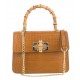 Mini Borsa a Mano in Vera Pelle con Manico in Bambù -Made in Italy-