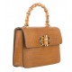 Mini Borsa a Mano in Vera Pelle con Manico in Bambù -Made in Italy-