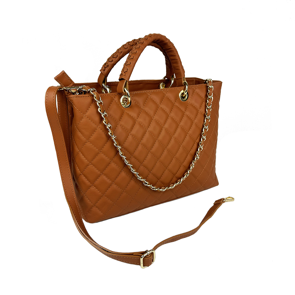Big Quilted Leather Handbag -Made in Italy- Big Quilted Leather Handbag -Made in Italy-