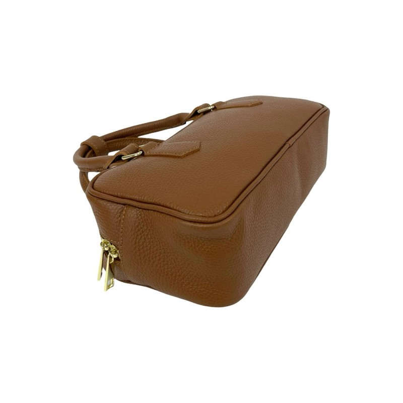 Mini Bag Rettangolare in Pelle con Doppio Manico -Made in Italy