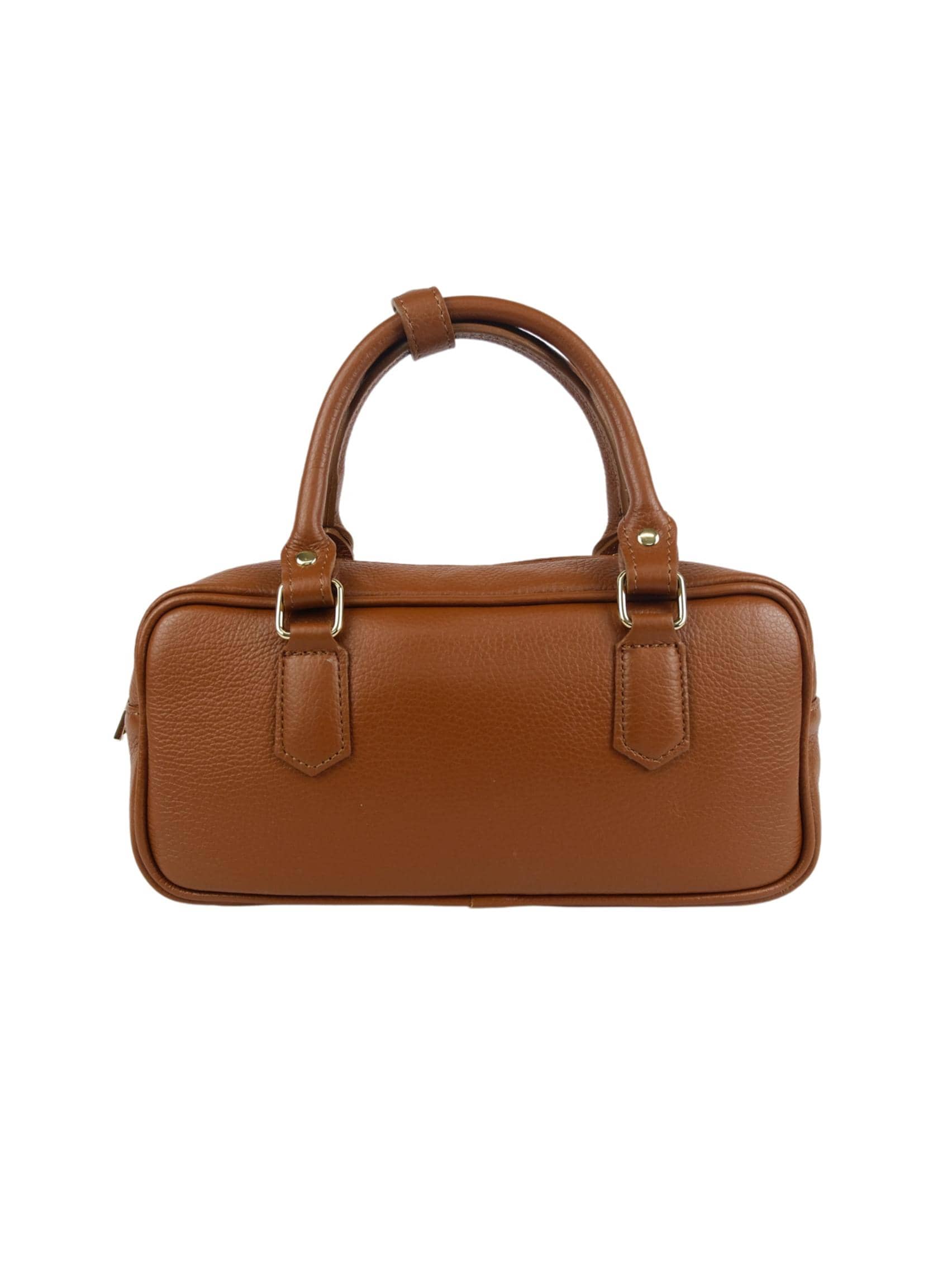 Mini Rectangular Leather Bag with Double Handle - Made in Italy Mini Rectangular Leather Bag with Double Handle - Made in Italy