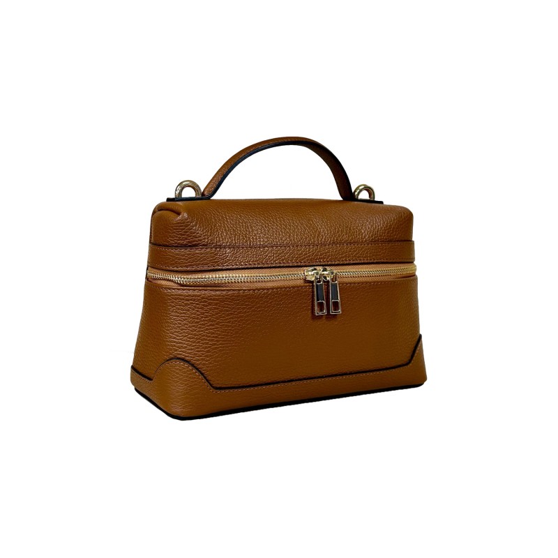 Mini Borsa in Vera Pelle con Cerniera Frontale  -Made in Italy-