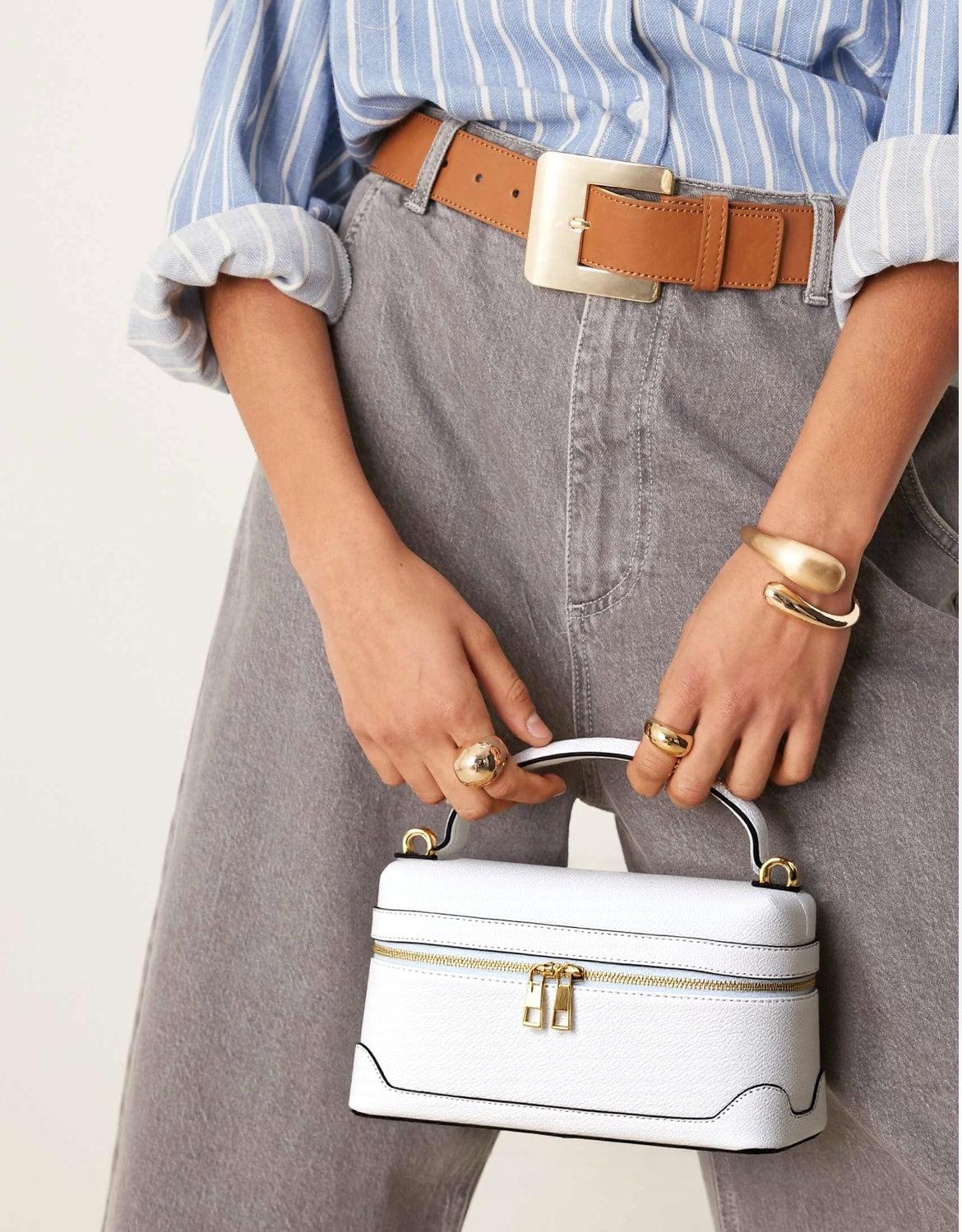 Mini Genuine Leather Bag with Front Zip -Made in Italy- Mini Genuine Leather Bag with Front Zip -Made in Italy-