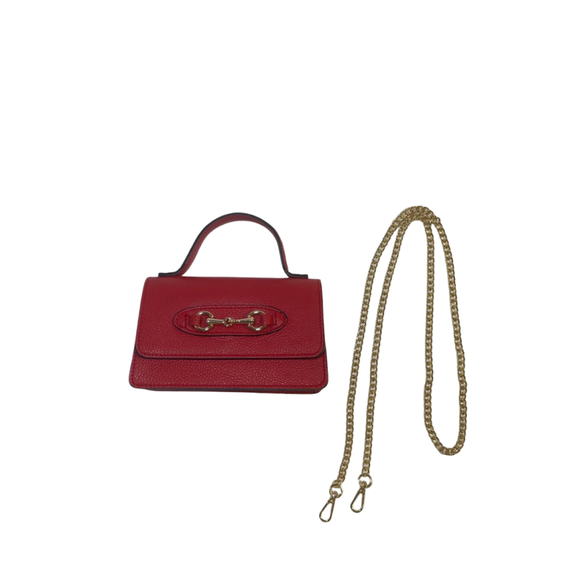 Mini Borsa in Vera Pelle con Fibbia Frontale -Made in Italy- 