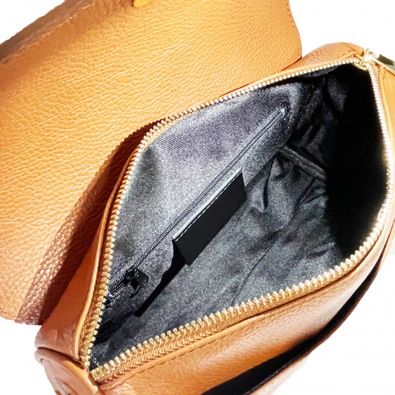 Borsa a Spalla e Tracolla con Patta in Vera Pelle -Made in Italy-