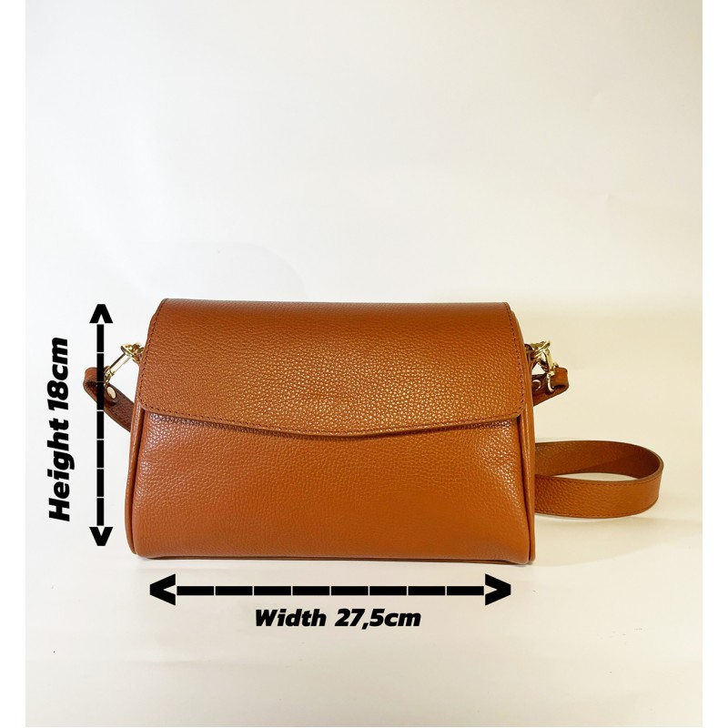 Borsa a Spalla e Tracolla con Patta in Vera Pelle -Made in Italy-