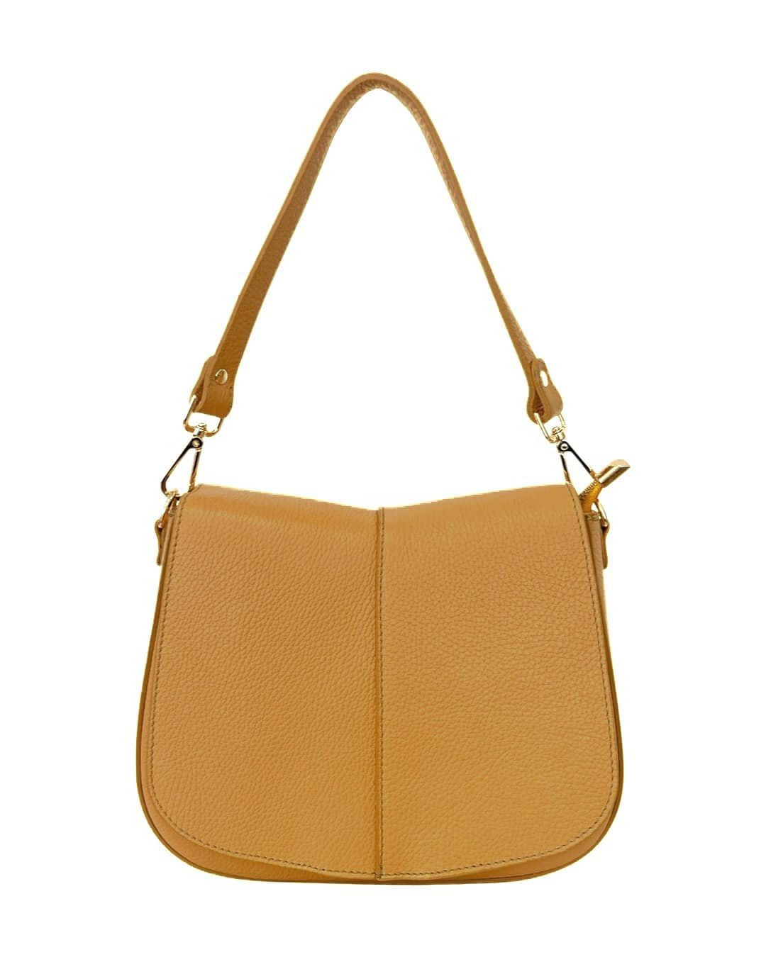 Genuine Leather Shoulder Bag with Flap - Made in Italy Genuine Leather Shoulder Bag with Flap - Made in Italy