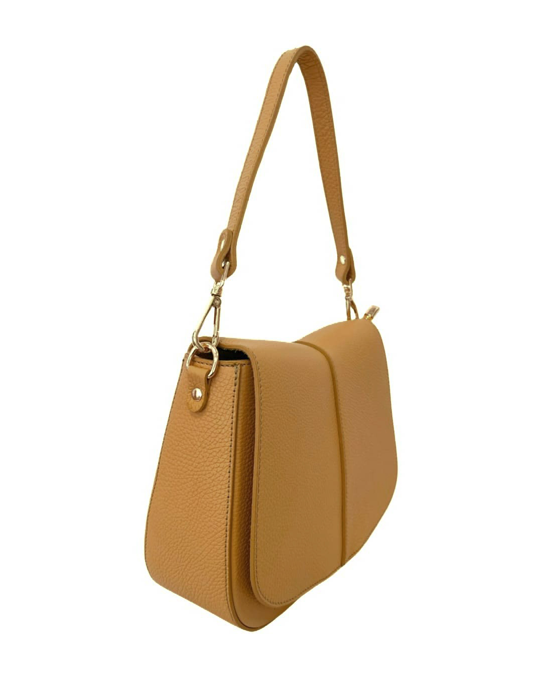 Genuine Leather Shoulder Bag with Flap - Made in Italy Genuine Leather Shoulder Bag with Flap - Made in Italy