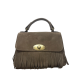Borsa Satchel con Frange in Vera Pelle Camoscio con Tracolla Made in Italy Borsa Satchel con Frange in Vera Pelle Camoscio con Tracolla Made in Italy