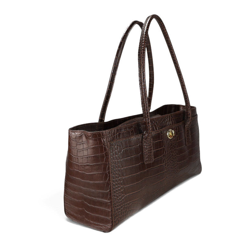 Borsa a Spalla in Vera Pelle Stampa Coccodrillo Made in Italy